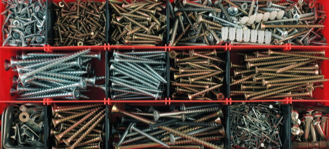 screws in tool box compartments
