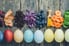 a line of colorful Easter eggs with natural dye products
