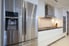 stainless steel, French door refrigerator in a kitchen