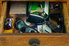 A wood junk drawer.