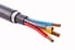wire cable with rubber sleeve open to reveal colored sub wires