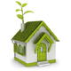 An eco house with plant in chimney.