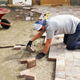 brick pavers being laid