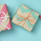 small packages in homemade wrapping papera