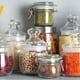 dried food goods in glass jars