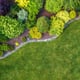 landscaped garden and lawn from above