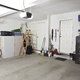 A garage with concrete floors.