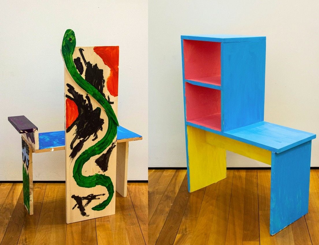 Creative chair designs by students of Bruce Edelstein's Grade Three Chair Project.