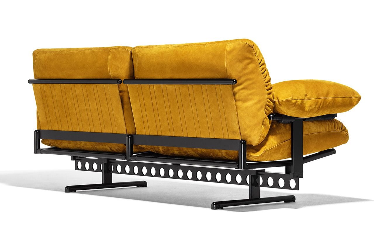 Back view of Poltrona Frau's reissued Ouverture Sofa. 