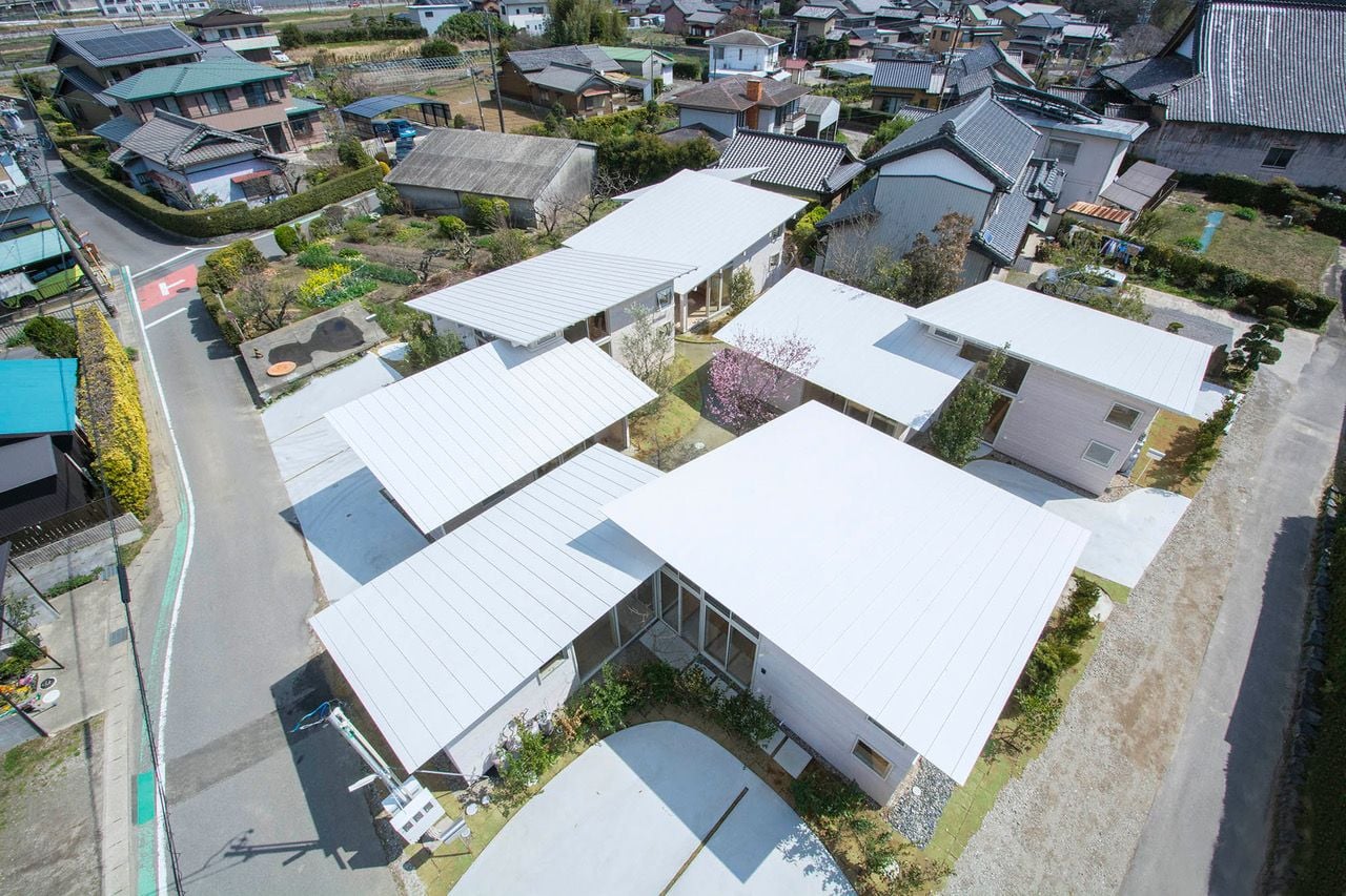 Aerial view of Japan's Awazuku House rental complex.