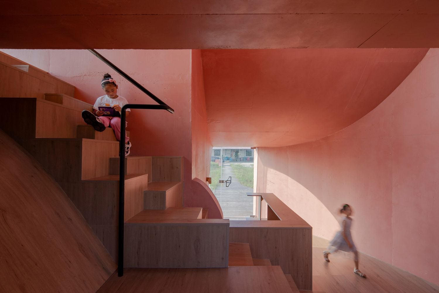 The rosy-colored, simple yet classy interiors of the Atelier XI-designed 