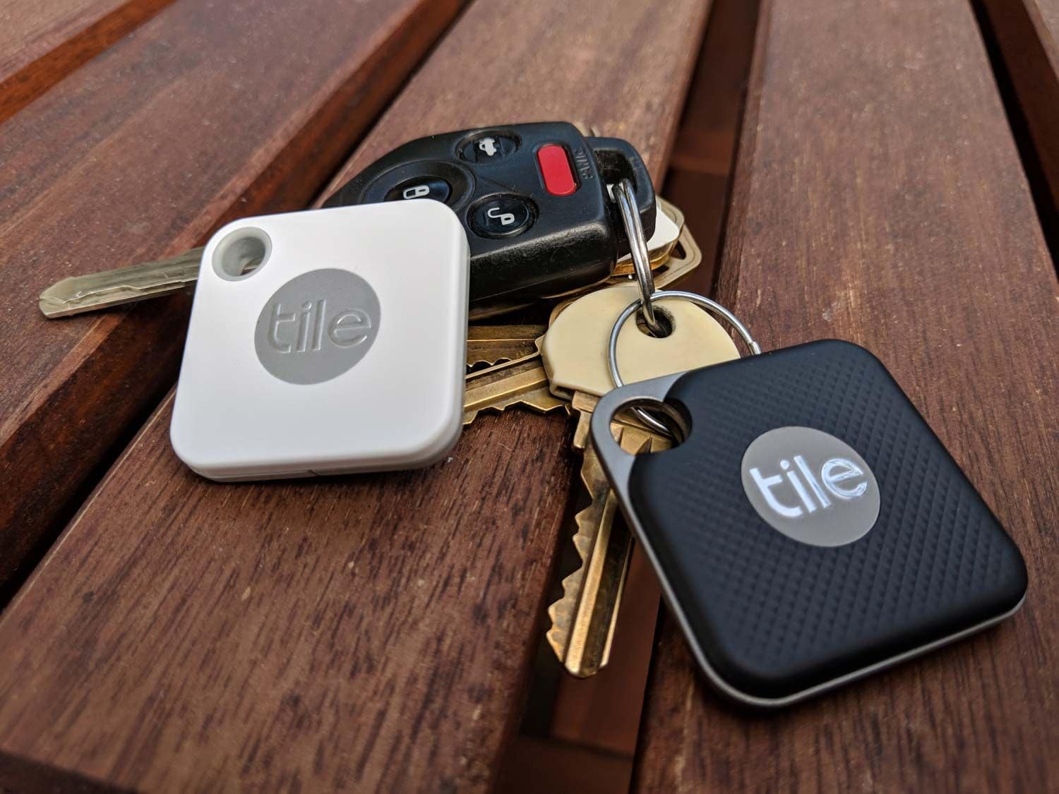 Tile Pro attached to a set of keys.