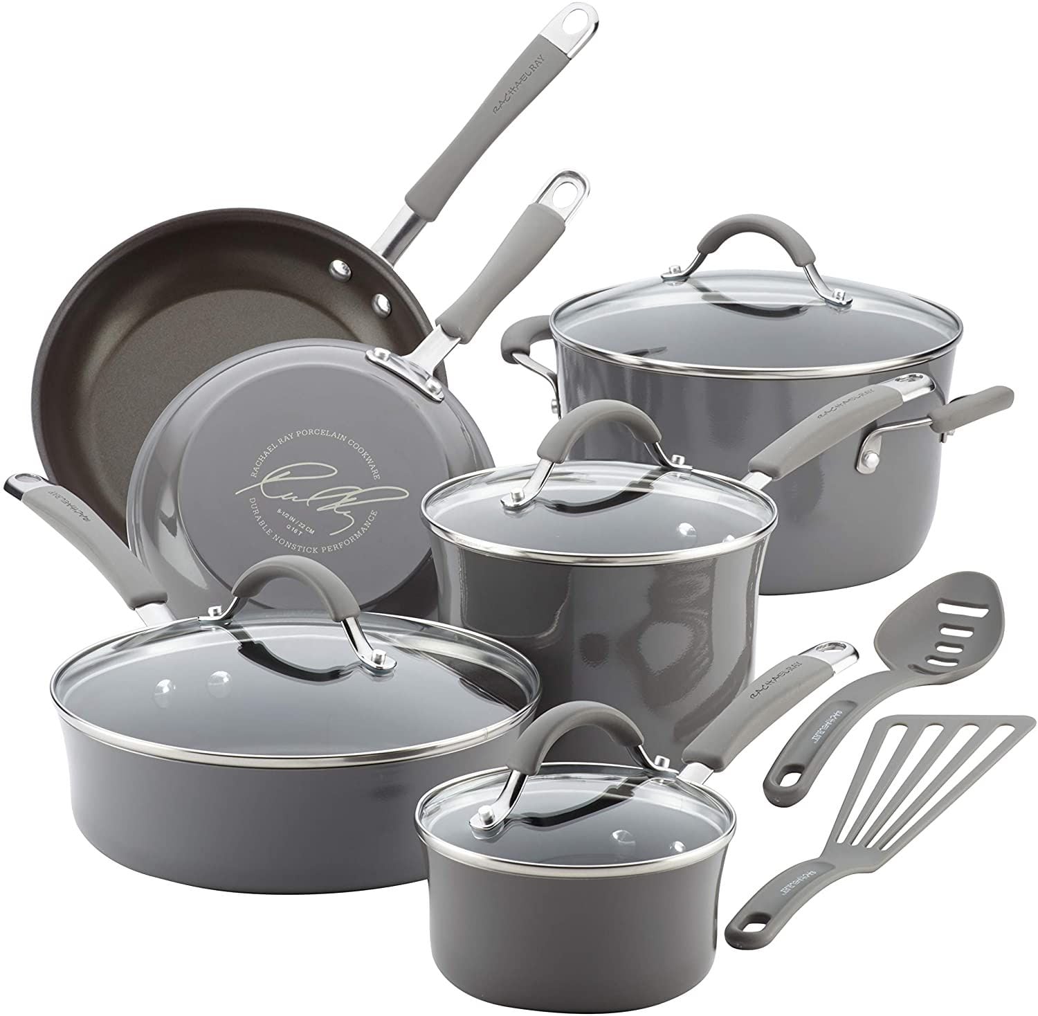 12-Piece Rachael Ray Cucina Nonstick Cookware Pots and Pans Set