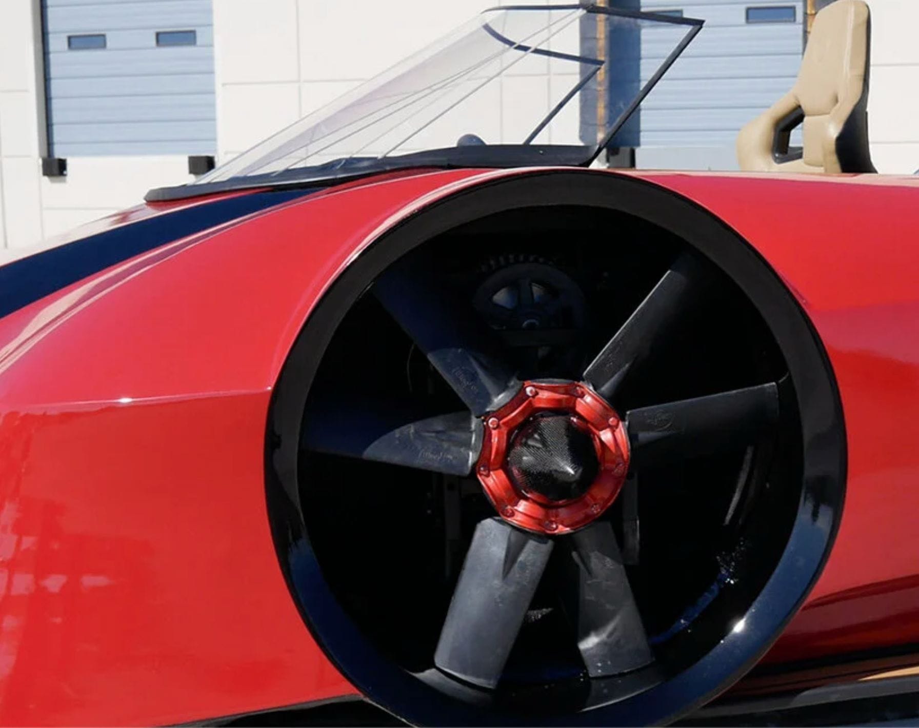 Close-up view of the Arosa's large wheel-like fans.