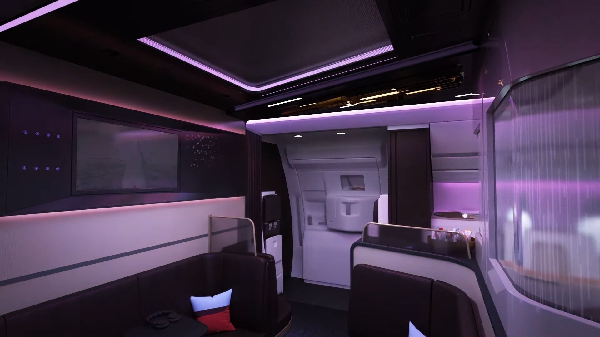 Super spacious first-class lounge in Virgin Atlantic's first-class section.