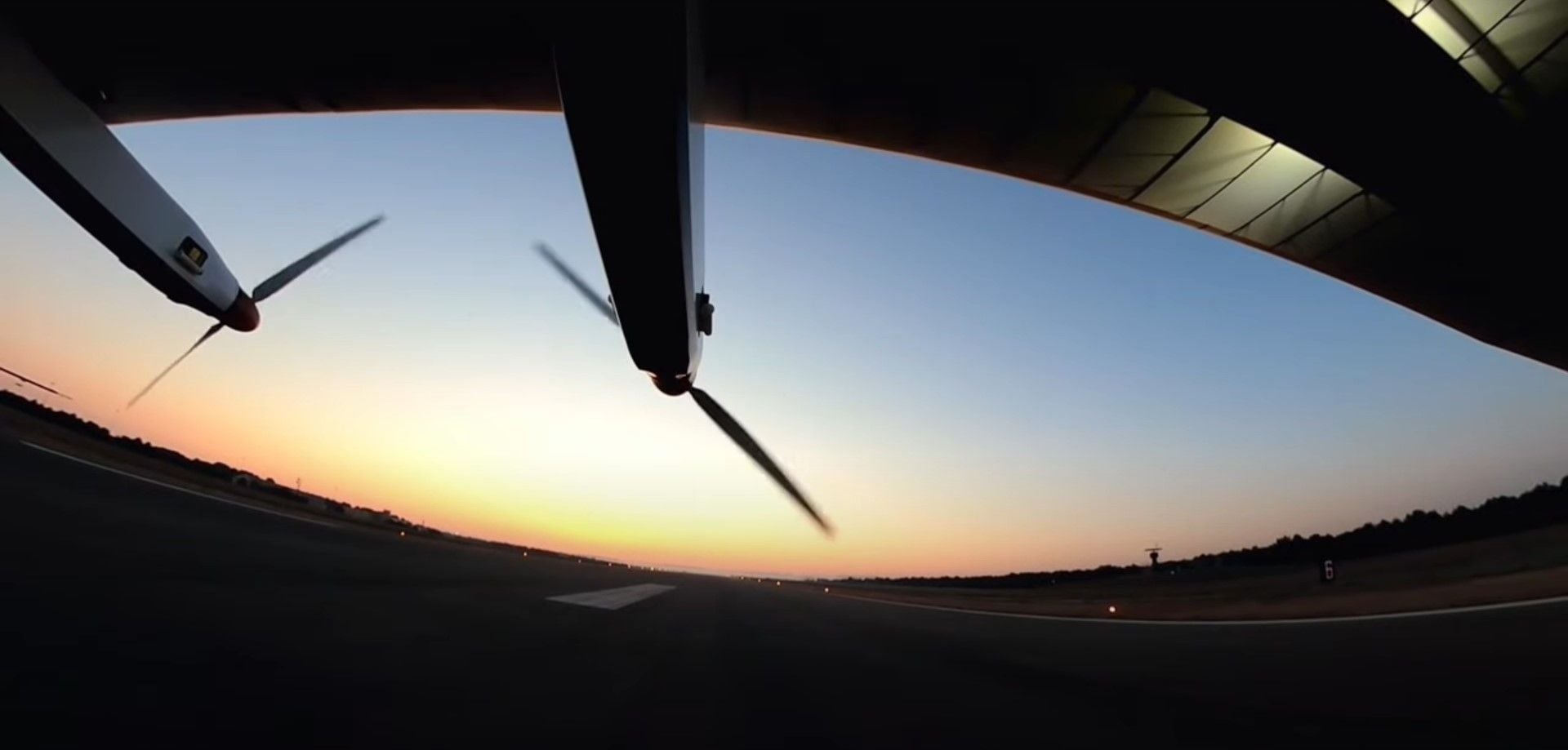 View from under the wing of the U.S. Navy's unmanned, solar-powered Skydweller aircraft.