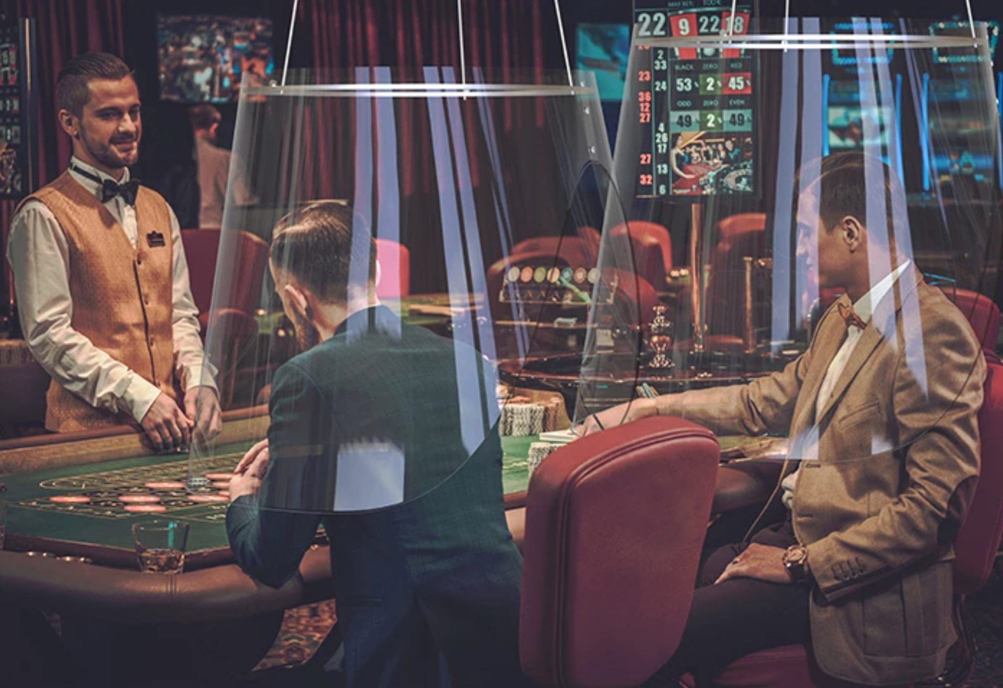 The Plex'Eat Shields in action at a casino's gambling table. 