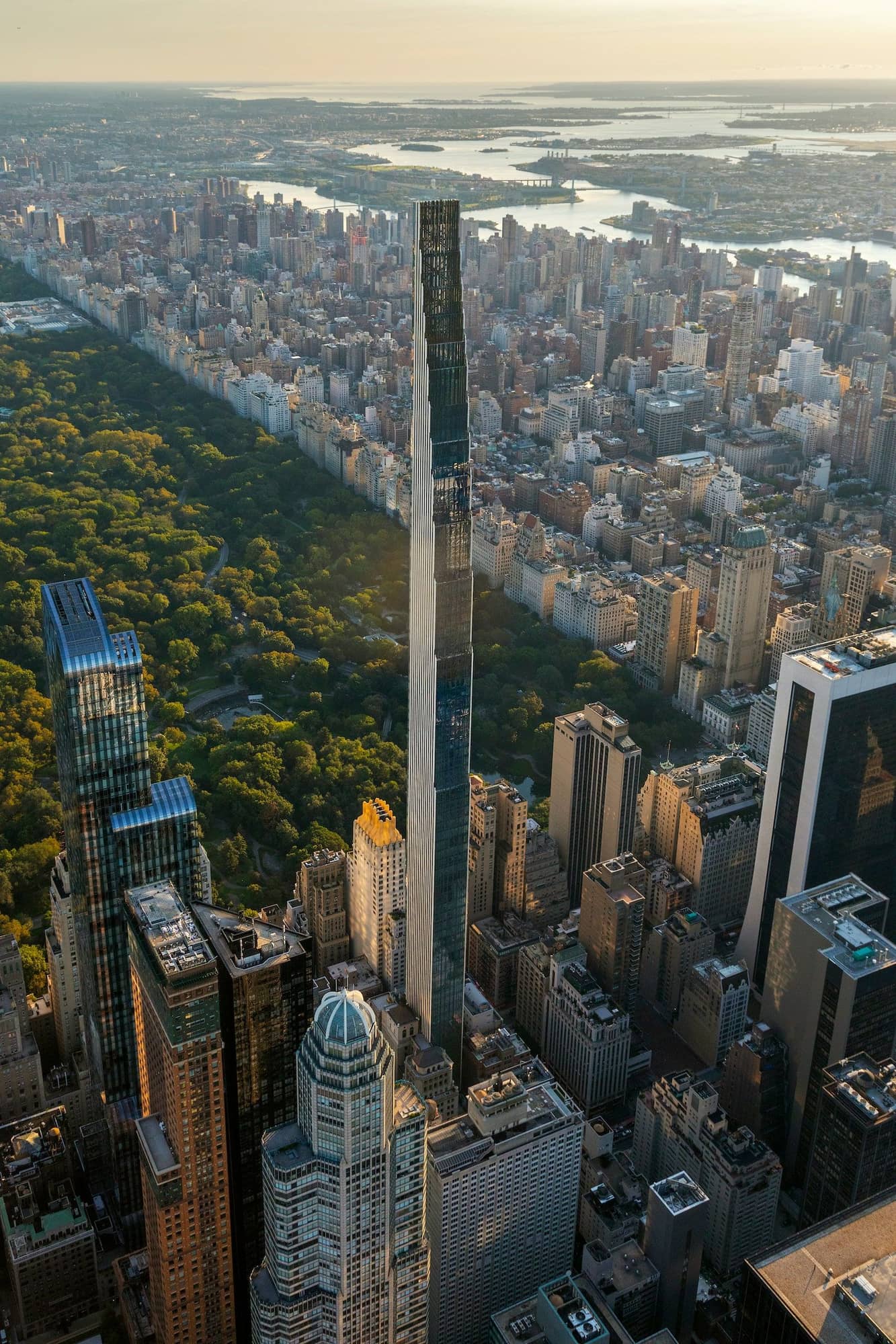 The super skinny Steinway Building stretches over 1,400 feet into the air from NYC's Billionaires' Row.