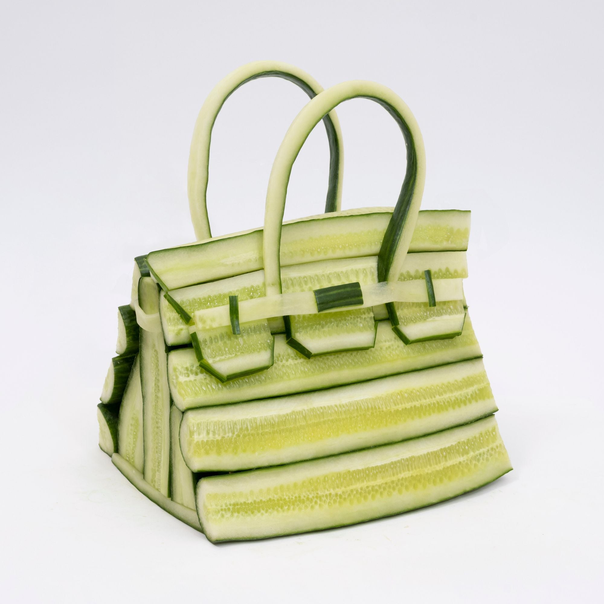 An all-cucumber version of luxury fashion brand Hermes' iconic 