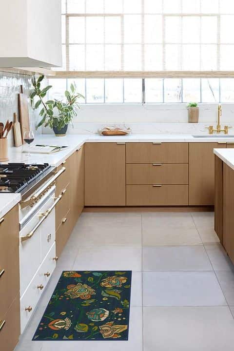 Frida Floral Navy Rug from Ruggable in a classic kitchen space.