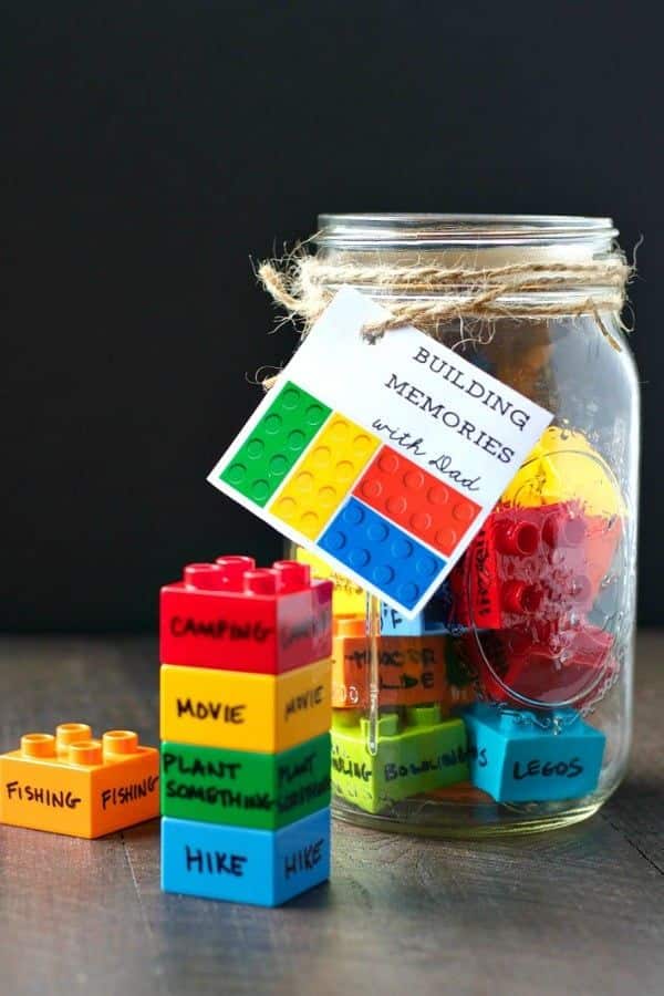 This sweet building block jar will help you and your dad keep track of all your best times together.