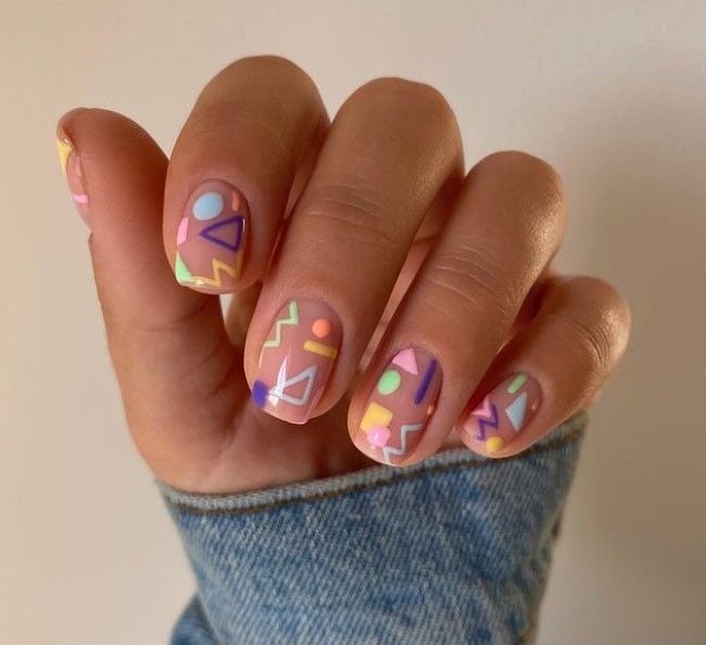Abstract geometry nail art by Instagram user @charlotteemilybeauty