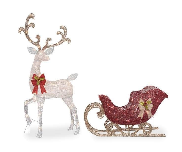 Two-piece sleigh and reindeer decor sale currently on sale at Big Lots. 