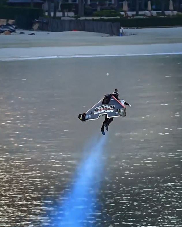 Jetpack pilot Vince Reffet zooms through the skies. 