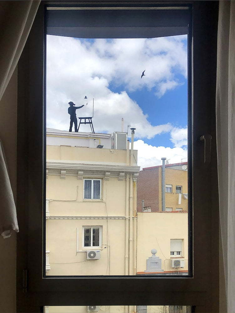 Breathtaking window art by Pejac, made as part of the street artist's quarantined-themed #StayArtHome movement.  