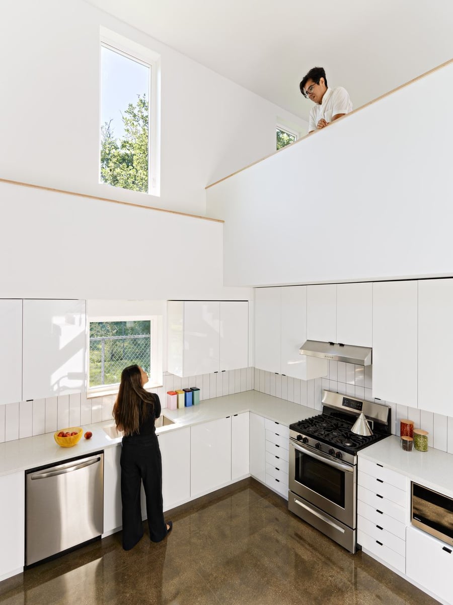 Hem House residents talk to each other from different floors thanks to the home's open layout.