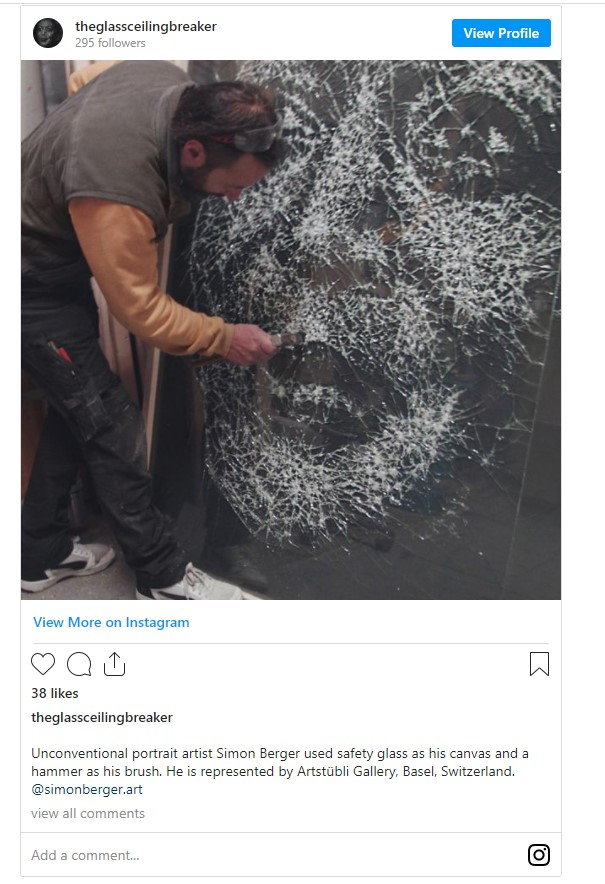 Instagram post shows artist Simon Berger working on his 