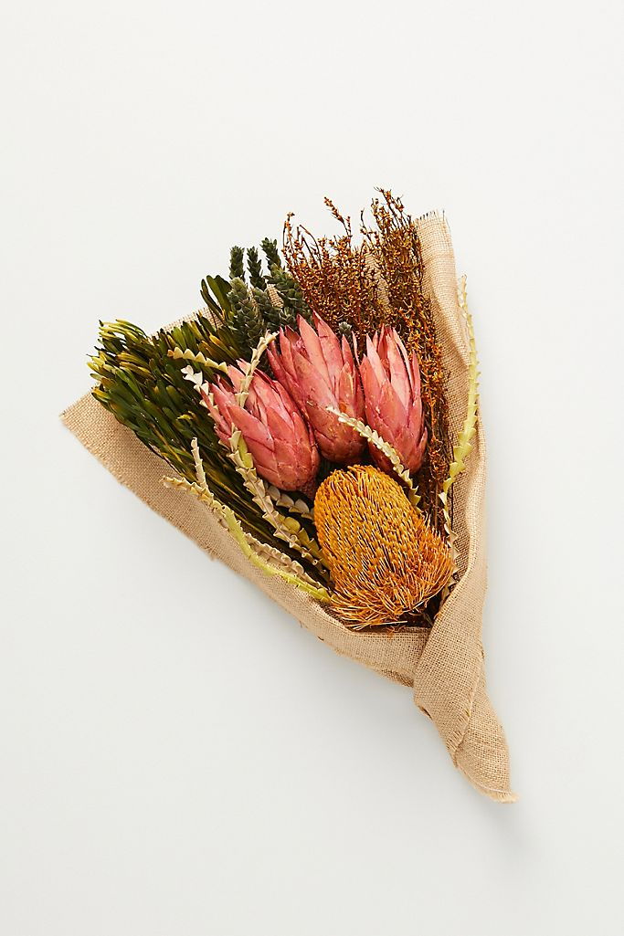 A stylish dried flower bouquet from retailer Anthropologie. 