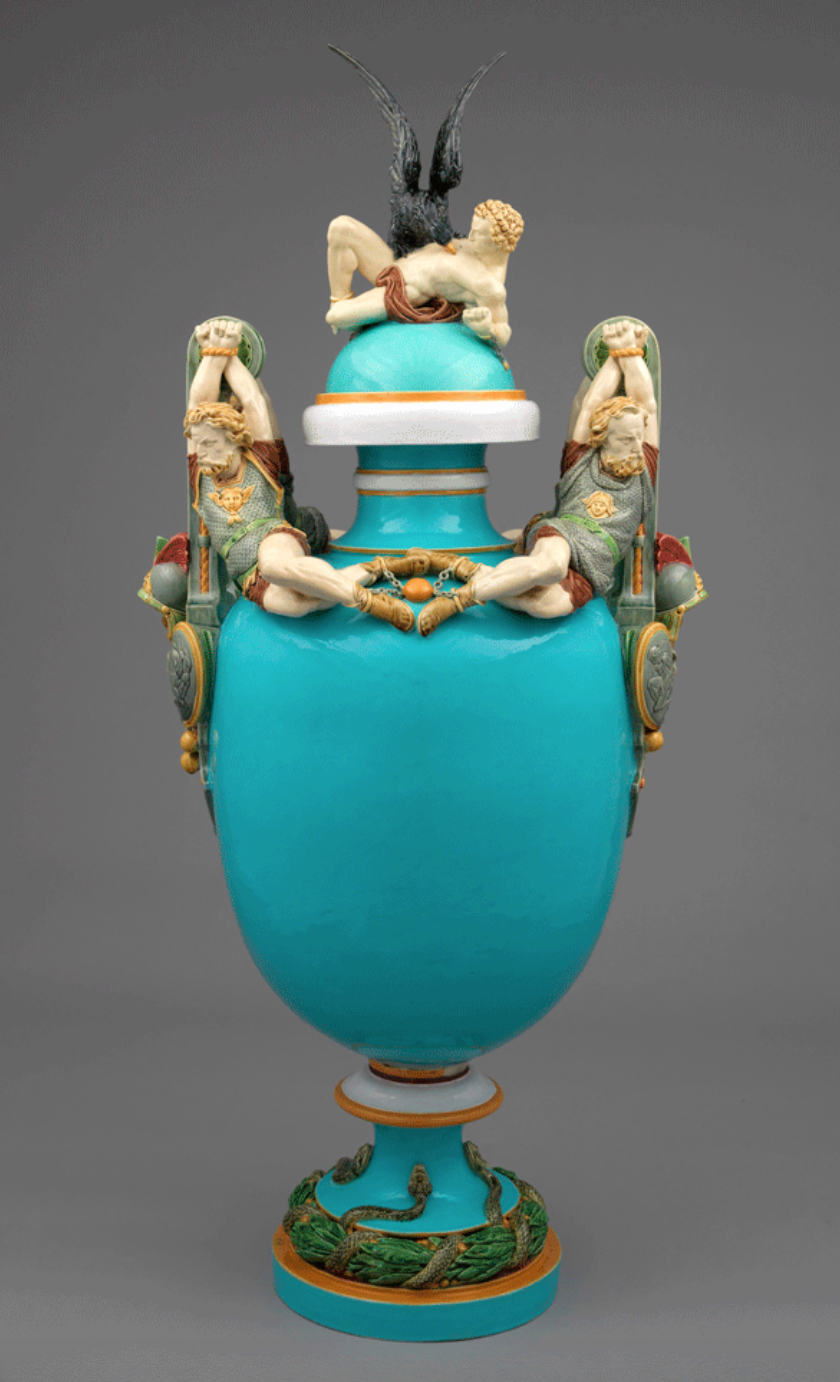 Teal majolica pot featured in Dr. Susan Weber's 