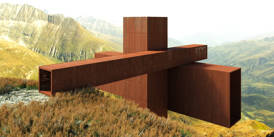 The rusted, cantilevered 