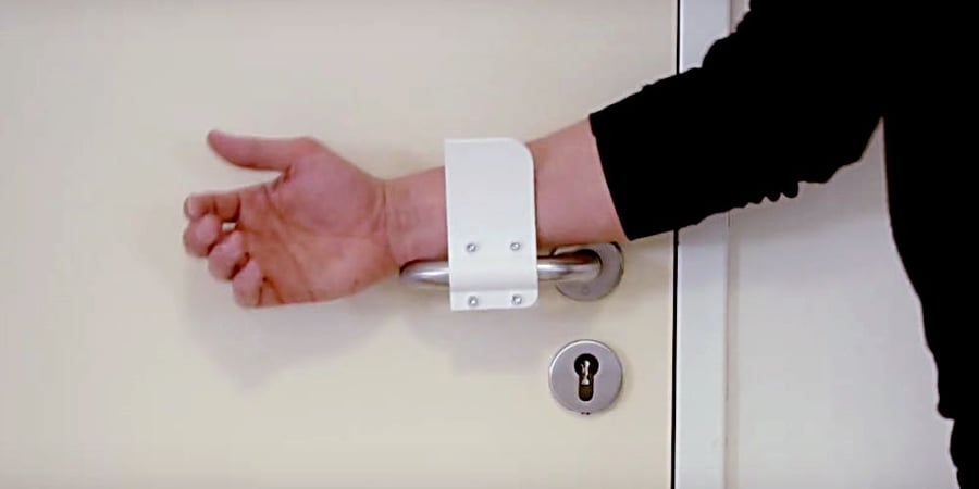 This 3D-printable arm bar from Materialise allows for easy hands-free door opening. 