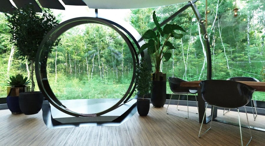 Circular entryway into the luxurious Living O'Pod interiors.