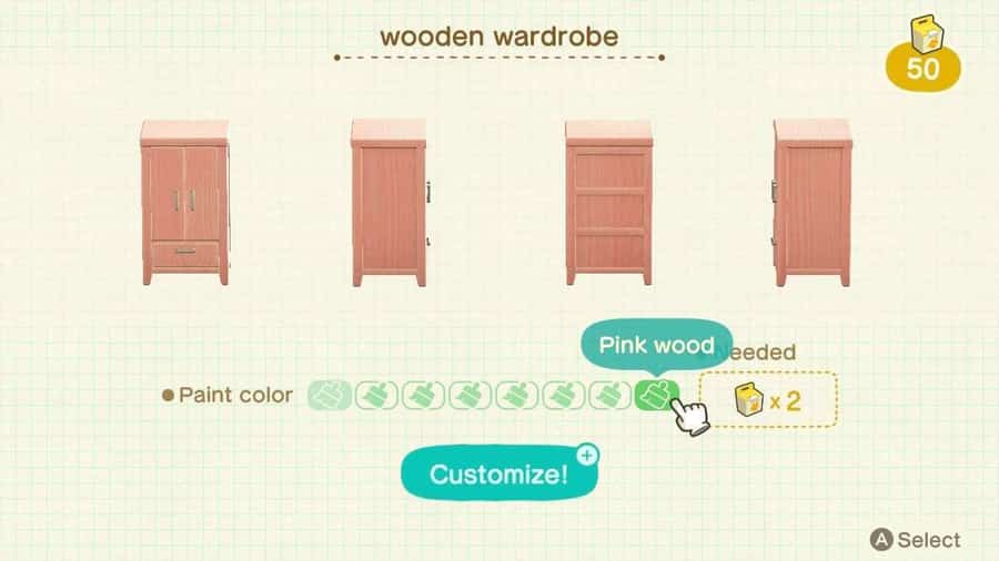 Customizing a simple wooden wardrobe in Nintendo's new 