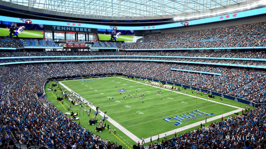 Renderings for the new and improved Tennessee Titans football stadium by Manica Architecture.