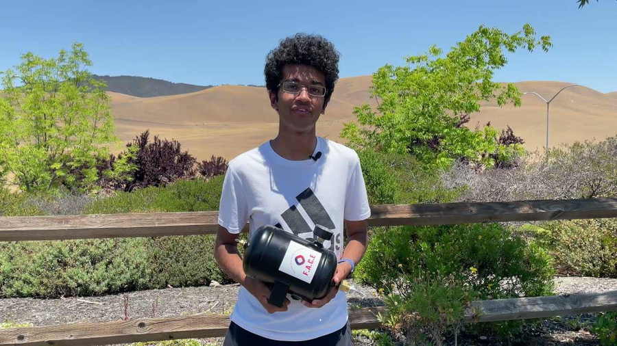 High school student Arul Mathur's self-contained firefighting system acts like a supercharged sprinkler meant to help fight California's deadly wildfires.