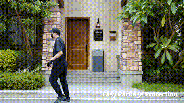 GIF shows a would-be porch pirate trying (and failing) to break into the Aristos Smart Dropbox.