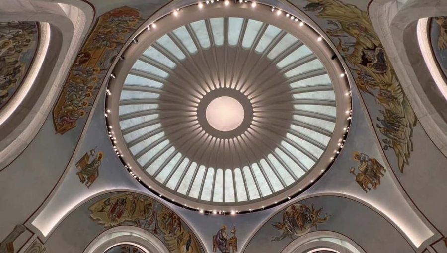 Gorgeous dome ceiling of the restored Saint Nicholas Greek Orthodox Church in New York's World Trade Center plaza.