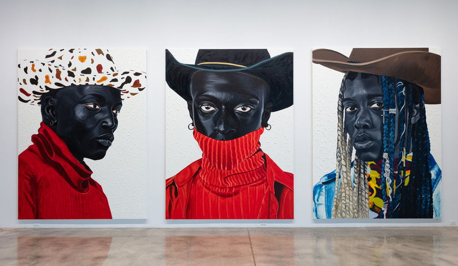 Painting by Otis Kwame Kye Qaicoe reinterprets the American vision of the cowboy using Ghanan models.
