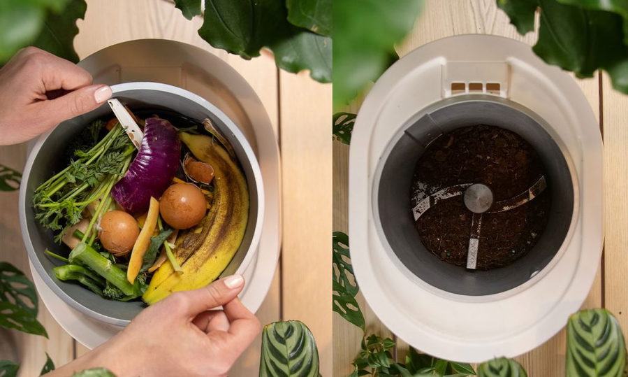 Food waste put in the Lomi gets composted into nutrient-rich soil. 