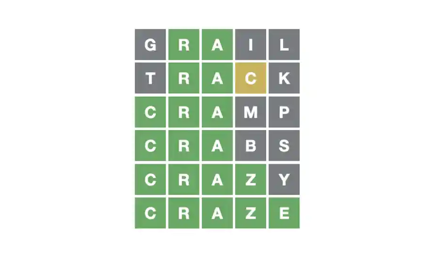 Wordle puzzle shows you how the game's green, yellow, and gray tiles work.