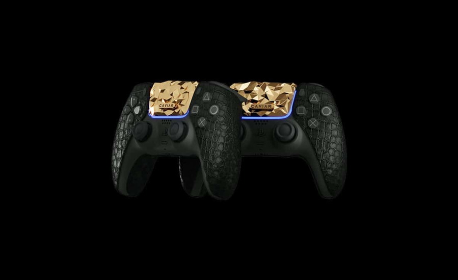In keeping with their lavish solid gold PS5, Caviar has decked out the system's DualSense controllers with genuine crocodile leather.