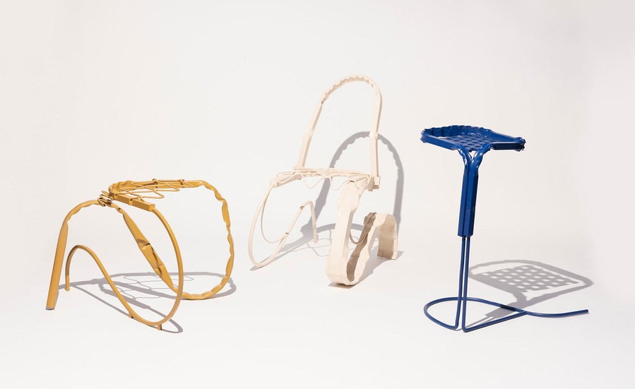 Sculptural furniture pieces made from discarded materials as part of designer Lauren Goodman's 