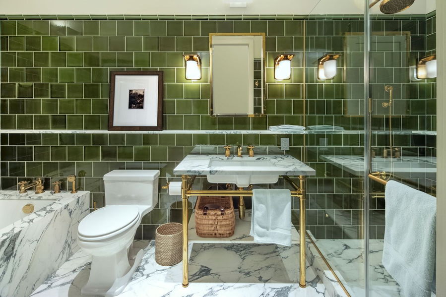 Green's Kubrick-inspired bathroom really speaks to the master director's sense of aesthetic perfectionism.