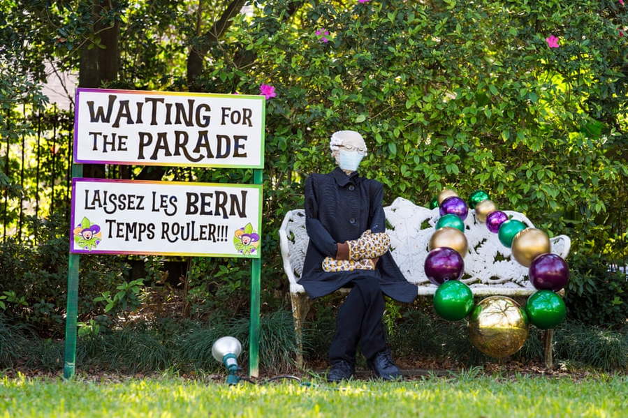 A Bernie Sanders-themed house float created as a form of COVID-safe Mardi Gras celebration in 2021.