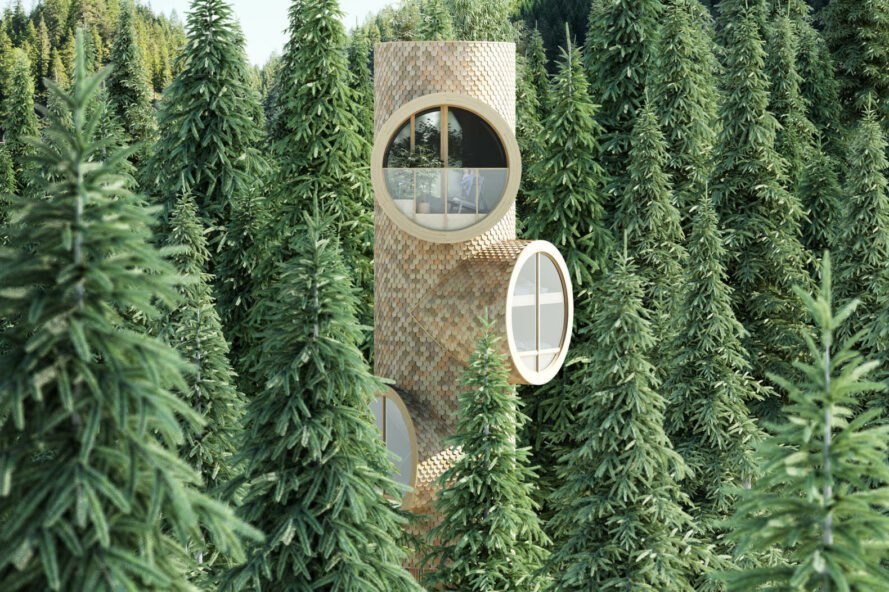 Side view of the Precht-designed Bert modular treehouse.