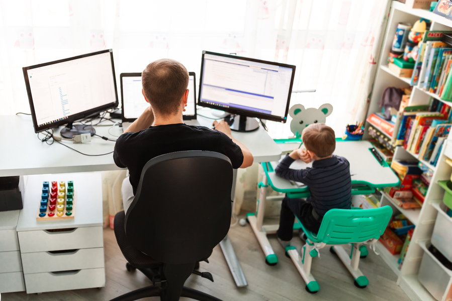 As a result of the COVID-19 pandemic, home offices everywhere have changed to accommodate spaces for kids' homeschooling.  
